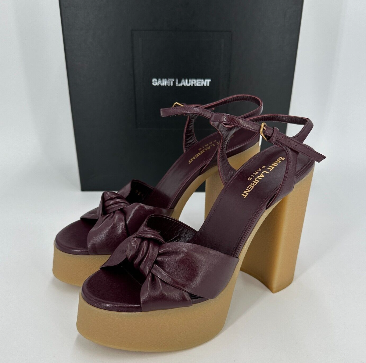 Platform Sandals Ysl Knot Heels Saint Laurent Bianca Heaven Knot