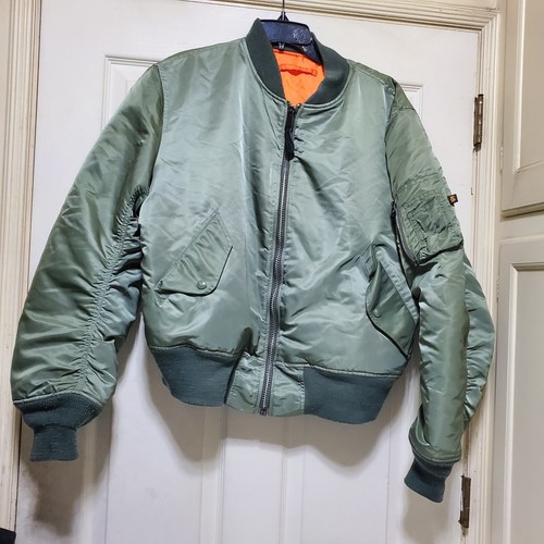 Alpha Industries Jacket Men Larggge Black Orange MA 1 Bomber Flight MIL-J-82790J - Picture 2 of 22