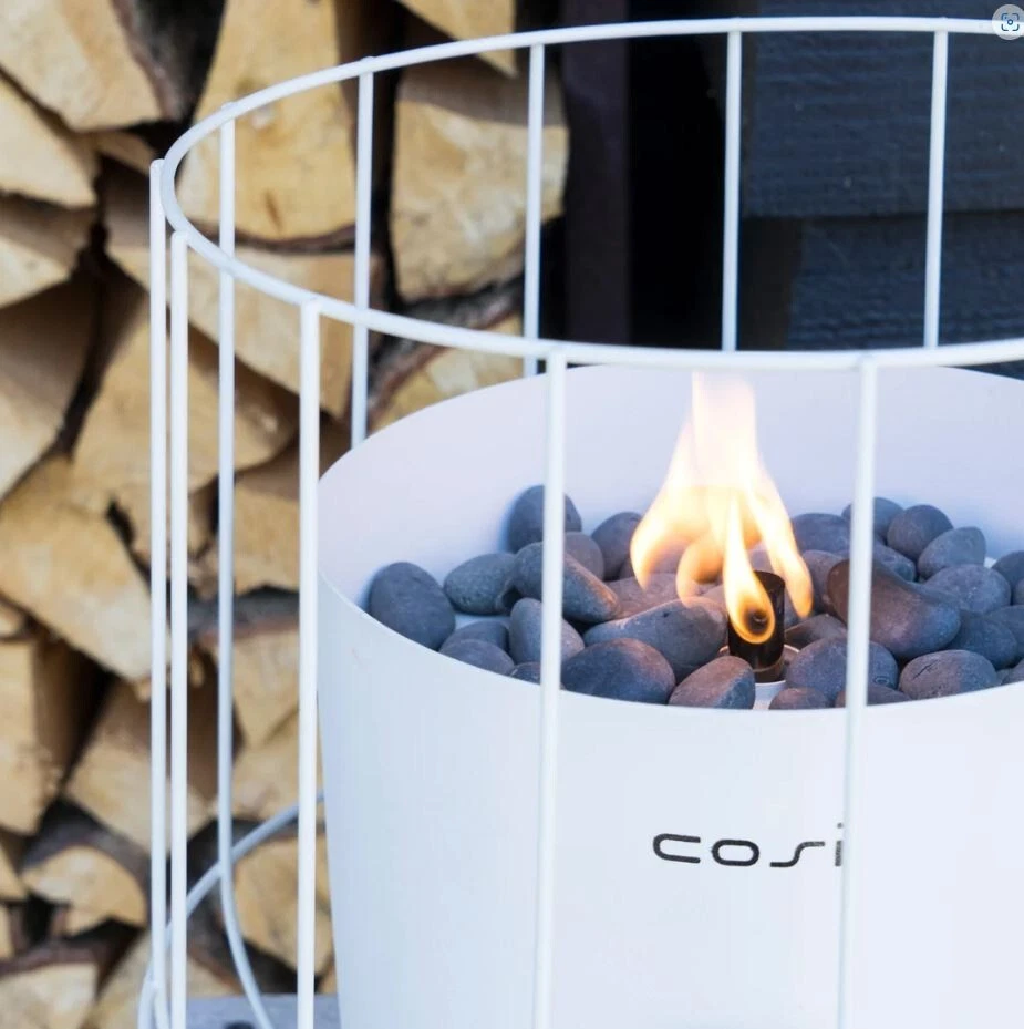 White Fire Pit Lantern Outdoor Gas Heater Basket Garden Portable Camping Fire - Image 3 of 4
