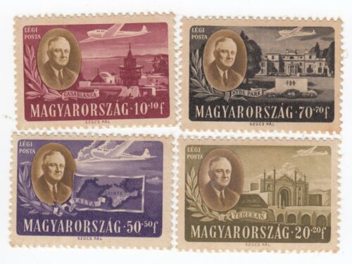 AH0101, Hungary, 1947 President Roosevelt, Set of 4 Stamps MNH Rarest - 第 1/1 張圖片