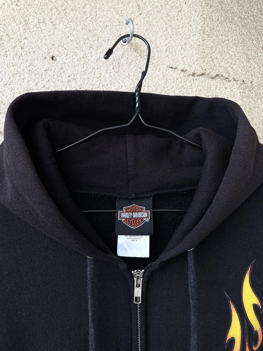 Vintage Y2K Harley Davidson Flame Logo Faded Grunge Zip Vintage Y2K Harley Davidson Flame Logo Faded Grunge Zip