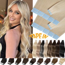 Thick Traceless Tape In 100 Remy Human Hair Extensions Skin Weft Blonde 40Piece