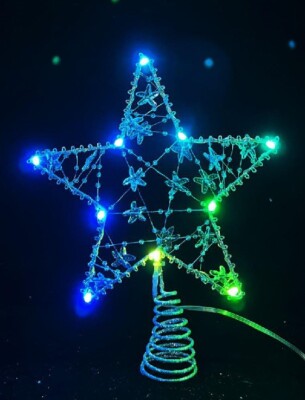 Smart RGBIC BLE LED Star Tree Topper with acrylic stars pattern