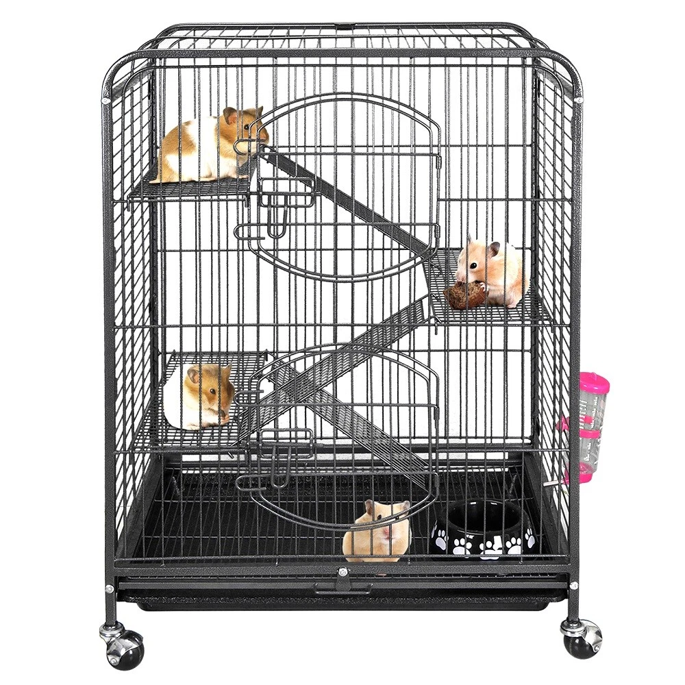 37 4 Level Indoor Ferret Rabbit Cage Small Animals Hutch Habitat w Feeder