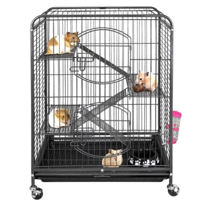 Ferret Cage Chinchilla Rat Cage Small Animal House 37" 4 Levels with Wheels - Photo 1/4