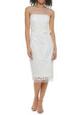 Eliza J Illusion Neckline 3D Flower Dress MSRP $218 Size 4 # 3A 2506 Blm