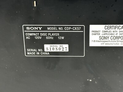 Pro Refurb Sony CDP-CX57 CD Player Pre-owned With Remote, Tested