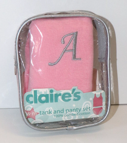 Girls Tank Top Camisole Panty Underwear Initial Set S-M 6-8 Claire's RARE NOS - Picture 5 of 6