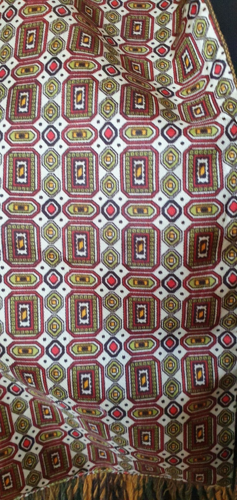 Reversible Rectangular Scarf with fringe Wool-sil… - image 2