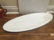 TAG LTD white ceramic very long serving tray platter hobnail rim 22X9.5'' MINT