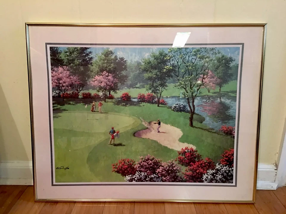 Arte de colección Sarnoff "Fuera de la trampa de arena" 28 X 22 firmado arte enmarcado impresión de golf Foto 2 de 4