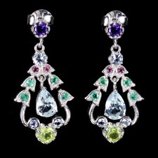 925 Orecchini Argento Sterling Pera Acquamarina Smeraldo Peridoto Gemma Gioielli