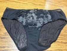 Vintage Panties Black Cacique 18-20 Satin String Bikini Second Skin