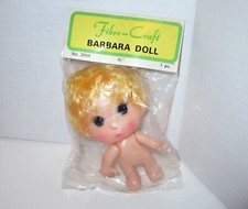 Vintage Fibre Craft 4.5" Barbara Girl Doll Blonde 3069 Thumb Sucker Fiber