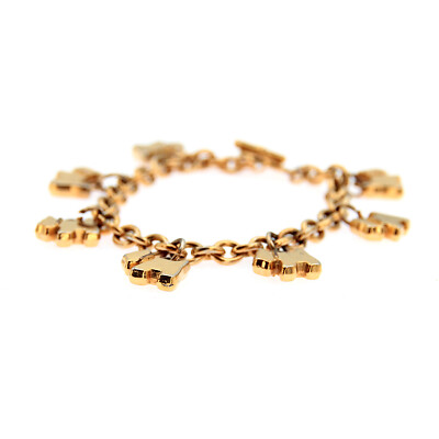 Bracelet à Breloques Agatha Paris Vintage Années 80 - Plaqué Or Avec Chien Scottie - Longueur 19-20cm