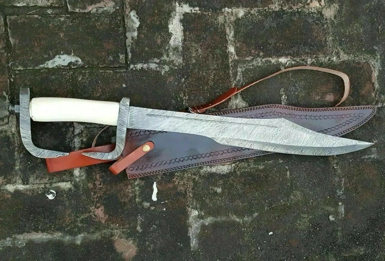 CUSTOM HANDMADE HAND FORGED DAMASCUS STEEL VIKING SPARTEN SWORD
