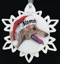 Santa Greyhound Dog Christmas Ornament - Free Personalization