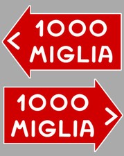 1000 MILLE MIGLIA RACING  2 X AUTOCOLLANTS STICKER 10cm  -MA030-