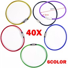 40x 2mm 150mm Wire Keychain Cable Metal Luggage Tag Loops 6 Color Key Ring NEW