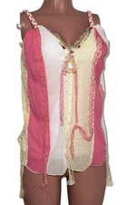 Fairy core Dream Garden Fairy Braided Beaded  Glam Boho Tunic Top Rave Party L