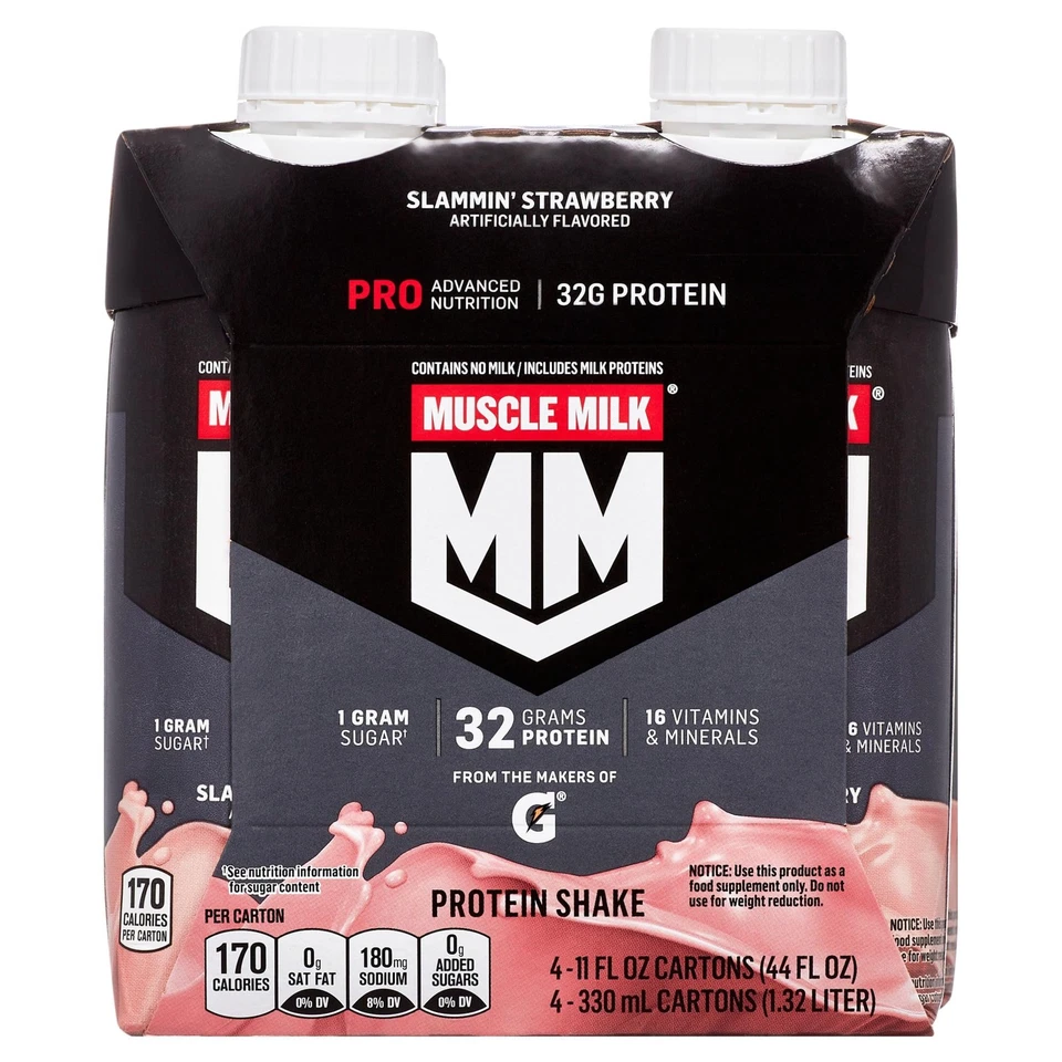 (Paquete de 3) Batido de proteínas Muscle Milk Pro, fresa Slammin', 11 fl oz, paquete de 4 Foto 3 de 4