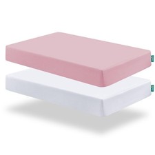 Biloban Pack and Play Sheets n /Playard Sheets, White Pink