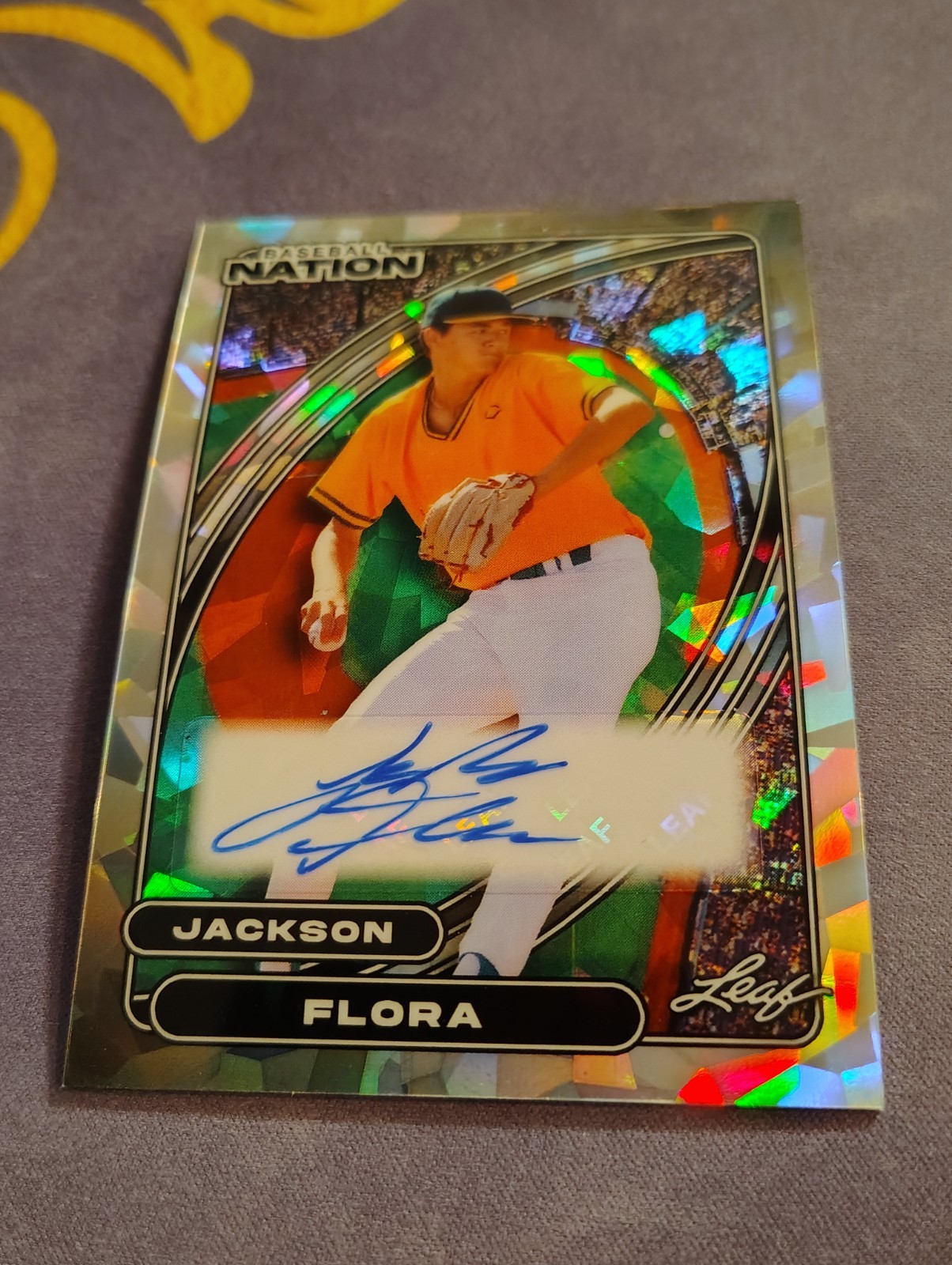 Jackson Flora 2026 Leaf Baseball Nation Silver Ice Autograph /25 Auto Giants 