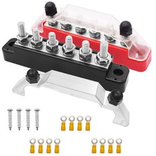 150a 12v48v Bus Bar Marine Power Distribution Block With Cover With 6 X 1/4 post