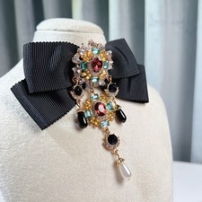 Women Court Style Bow Tie Rhinestone Pins Neckties Wedding Accessories Business