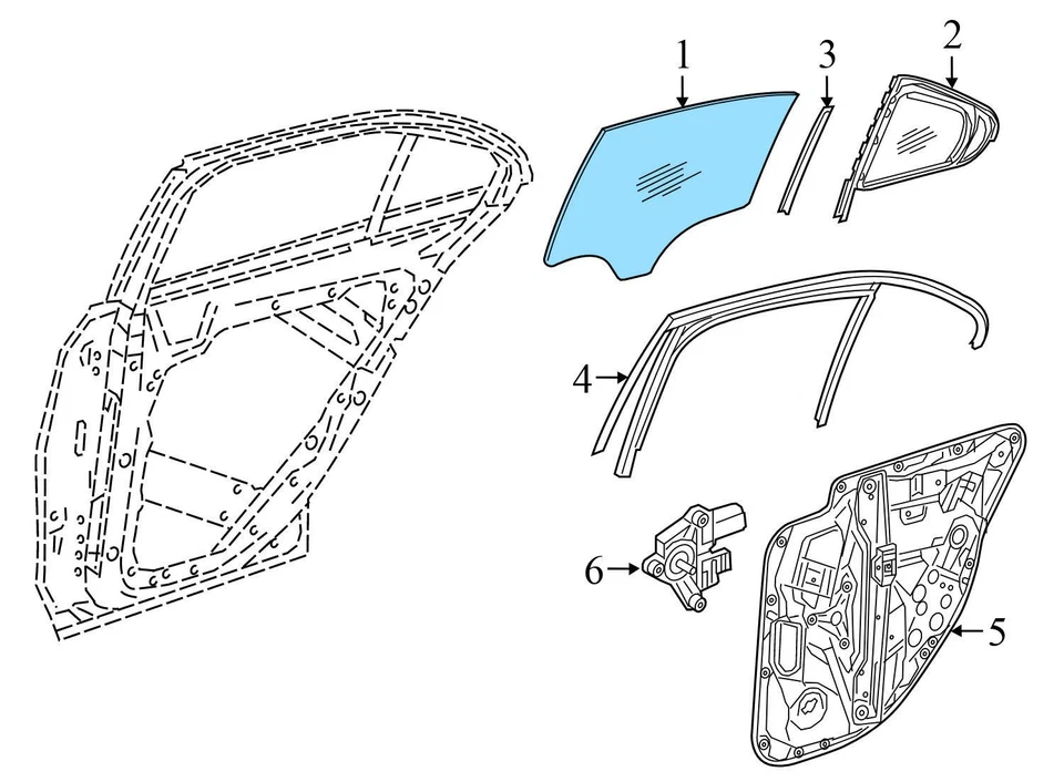 2017-2021 MERCEDES-BENZ C43 AMG - REAR Right DOOR Window Glass 2057352400 - Image 2 of 4
