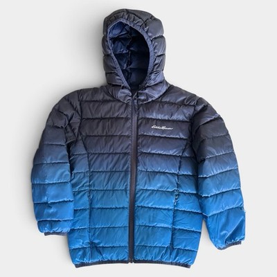 Eddie Bauer Little Boys Down Puffer Jacket Blue Ombre Hooded XS 5/6