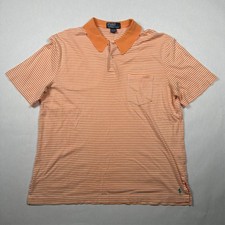 Polo Ralph Lauren Men’s Striped Orange Shirt L Cotton Made in USA (NMI) Vintage