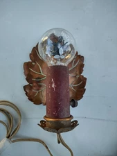 Vintage copper leaf sconce with Aerolux bulb bird and flowers