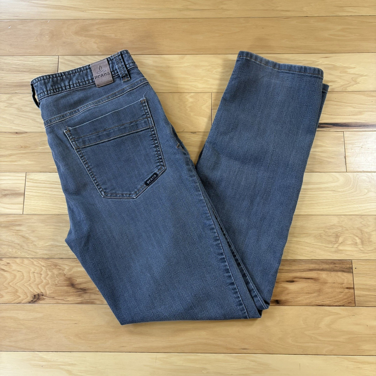 S Sz 34x32 Gray Slim Fit Straight Leg Stretch Denim