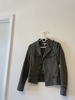 Amisu Button Front Jacket Mud Color Epaulette Pockets Women's Size 36 Art 28-012