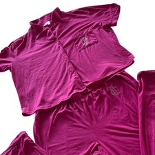 Juicy Couture Pajama Set Pink Velour Lounge Sleepwear M Top L Pants