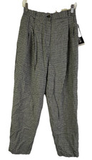 Deadstock Vintage 90s Rockabilly Pants Womens 8 Petite Wool Houndstooth Pleated