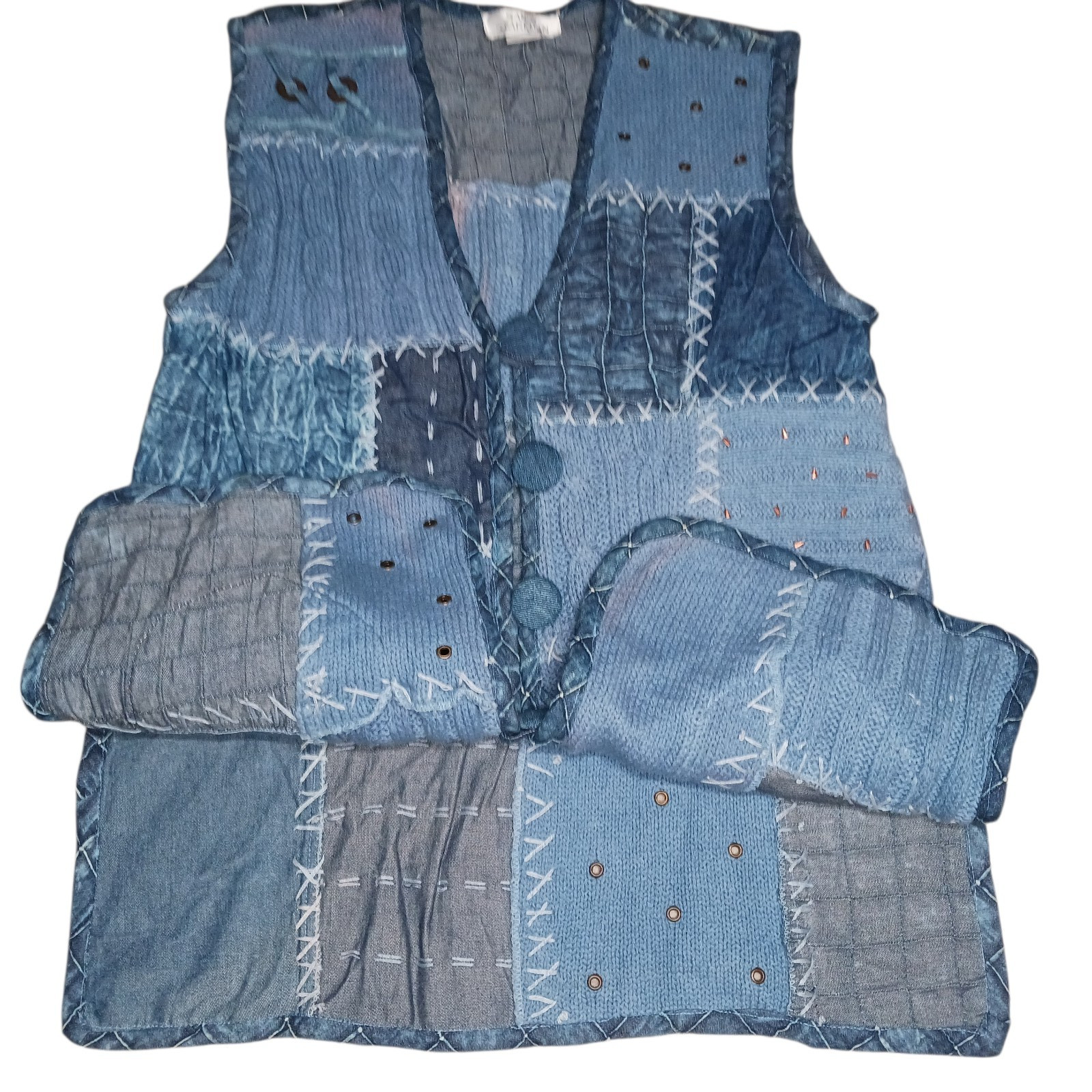 VTG Sandy Starkman 3D Cable Knit Patchwork Cardig… - image 4