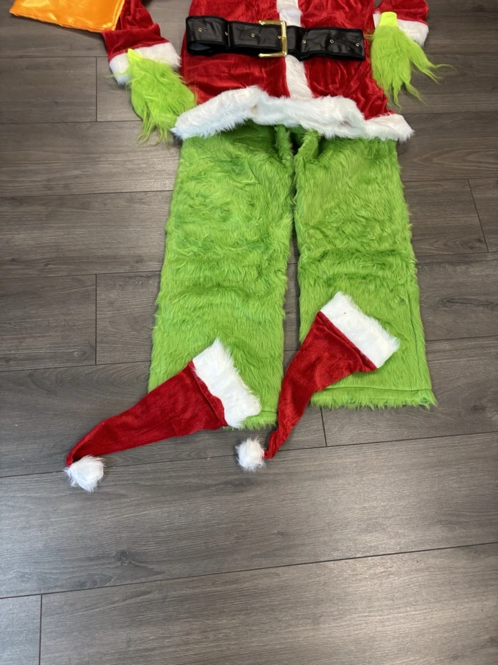 Novo traje de Papai Noel peludo verde 8 peças tamanho grande - Imagem 4 de 4