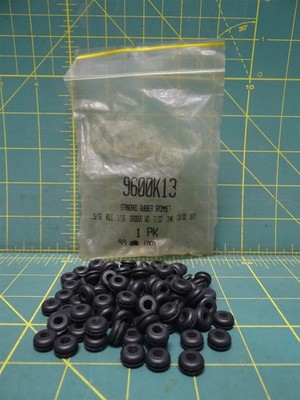 (Qty: 99) Standard SBR Rubber Grommets 9600K13 3/16'' ID 13/32'' OD Push-in Mount
