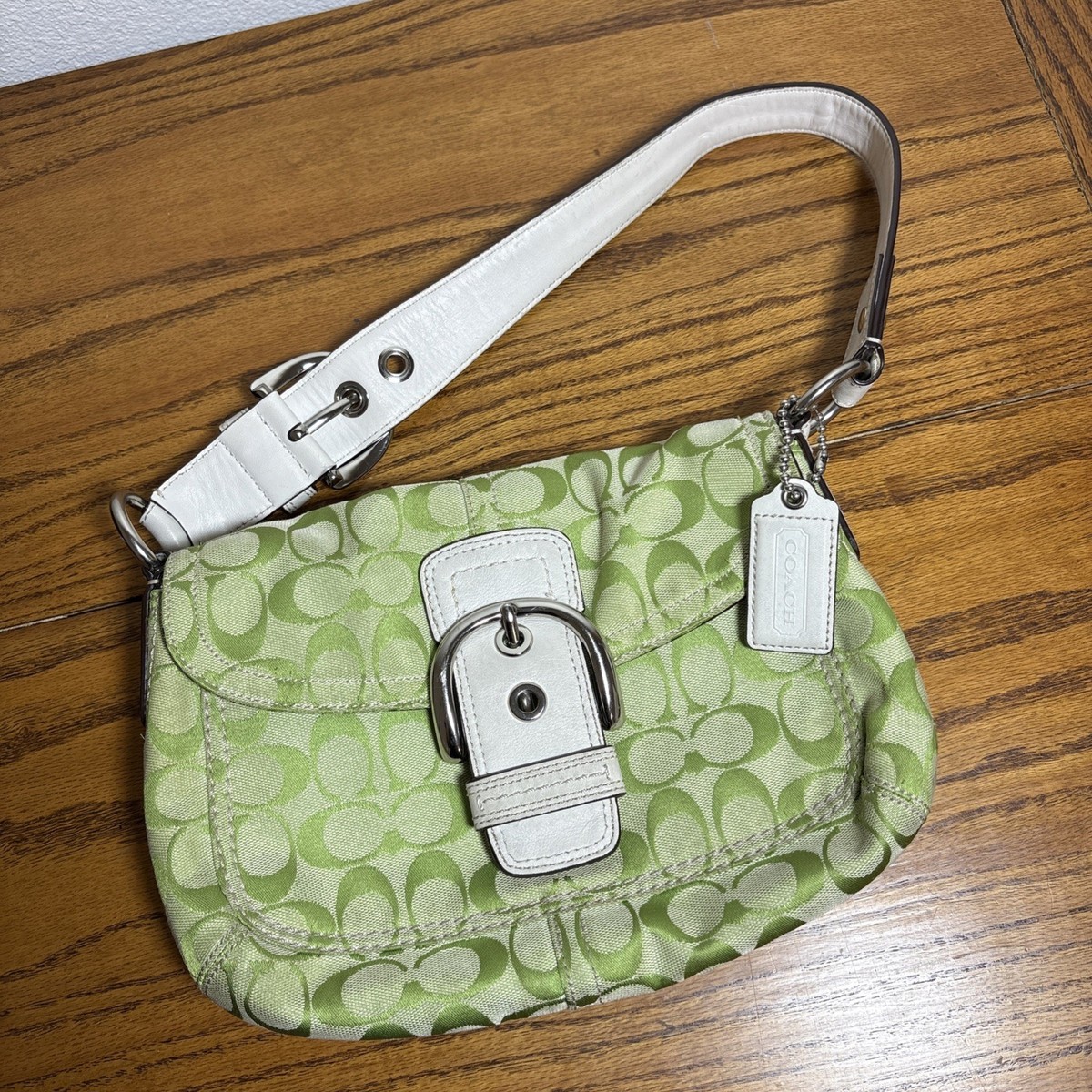 Y2K Coach MINI Lime Green Signature Soho Shoulder Bag | eBay