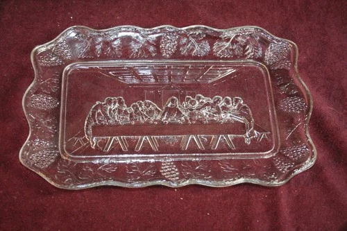 The Last Supper Tiara Vintage Indiana Glass Bread Plate/Platter