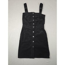 GAP Black Corduroy Button Front Pinafore Dress Women's XS