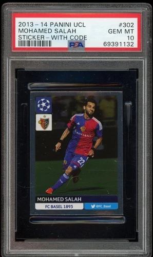 2013 Panini UEFA UCL Stickers MOHAMED SALAH Rookie RC PSA 10 W/code RAREST POP 6