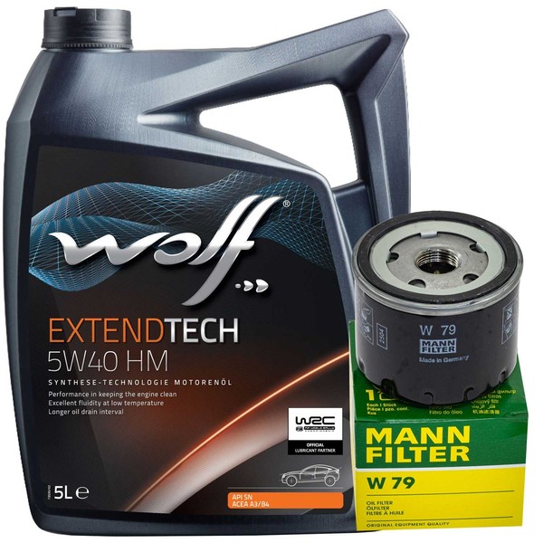 MotoröL Set Wolf oil 5W40 5 Liter + ÖLfilter FüR Dacia Duster Renault Clio III-image