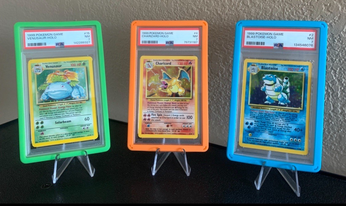 1999 Pokemon Base Set Unlimited, Big 3! PSA 7 Venusaur, Charizard