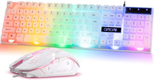 RGB Gaming Keyboard and Mouse Combo,Usb Wired Light up Keyboard, Rainbow LED Lit