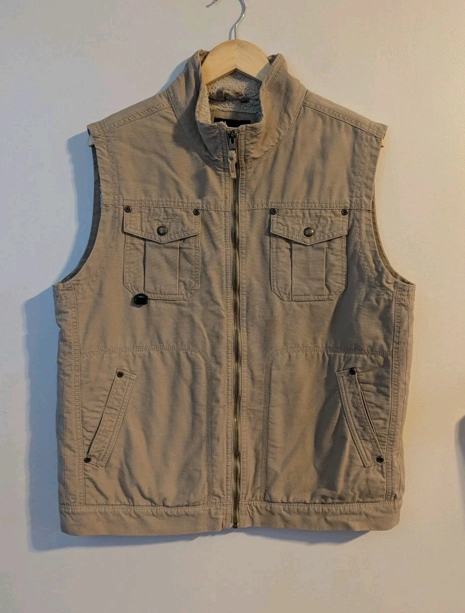 Outdoor Life Canvas Fleece Vest Men's Medium Tan Workwear