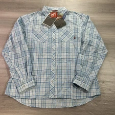 Simms Cor3 Shirt Womens XL River Plaid Big Sky UPF 30 Fishing Outdoor Vented