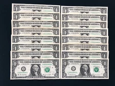 LOT OF (16)  $1 (ONE DOLLAR) TRUE FLIPPER NOTES - 0s, 6s & 9s ONLY